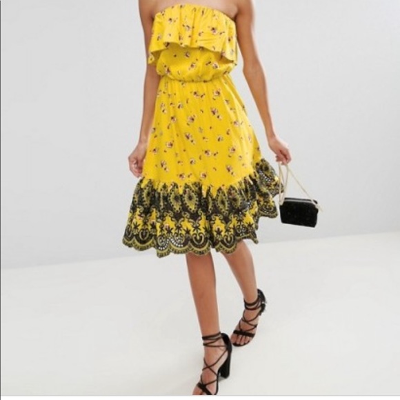 ASOS | Dresses | Cute Yellow Floral Embroidered Asos Dress | Poshmark